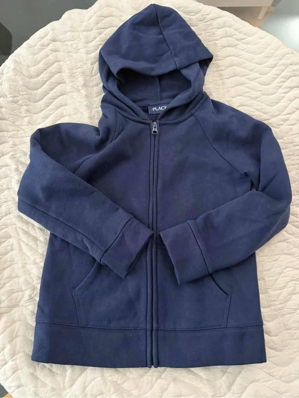 navy blue kids' full-zip fleece hoodie from The Children's Place size 7-8  Nwot
